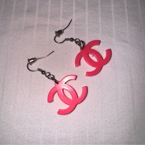 Chanel CC Pink Logo Earrings with Crystals - Picture 5 of 6